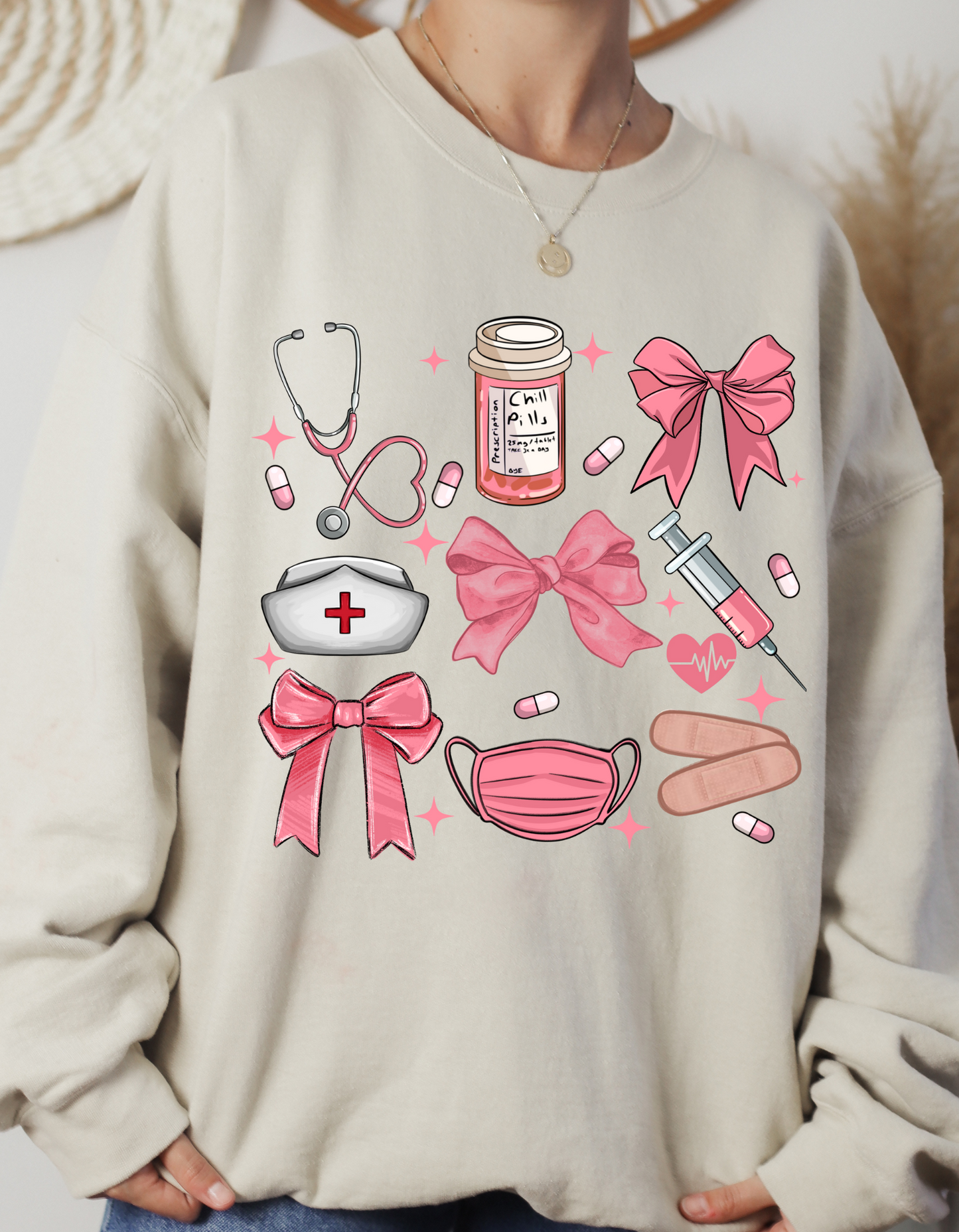 Pink Nurse Essentials Crewneck