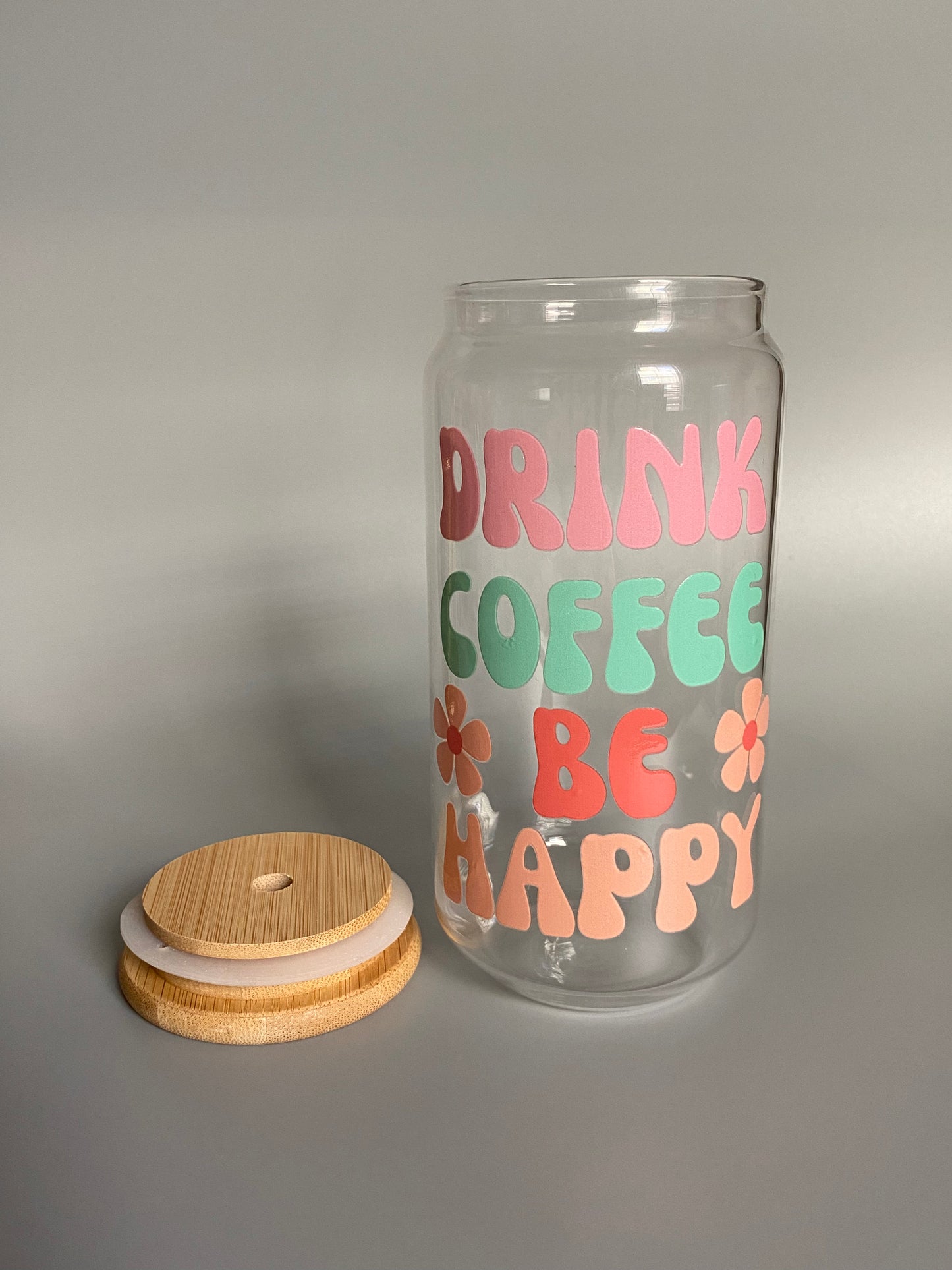 Coffee + Happiness 16oz Glass Cup