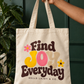 Find Joy Everyday Retro Floral Canvas Tote Bag