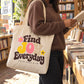 Find Joy Everyday Retro Floral Canvas Tote Bag